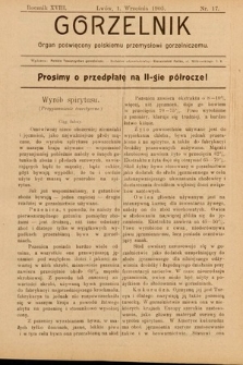 Gorzelnik : organ poświęcony polskiemu przemysłowi gorzelniczemu. R. 18, 1905, nr 17