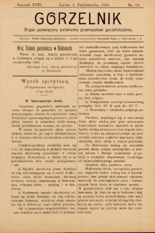 Gorzelnik : organ poświęcony polskiemu przemysłowi gorzelniczemu. R. 18, 1905, nr 19