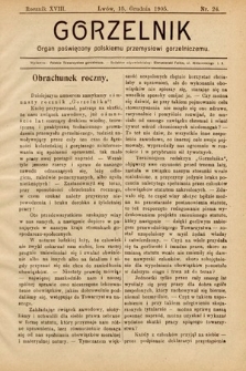 Gorzelnik : organ poświęcony polskiemu przemysłowi gorzelniczemu. R. 18, 1905, nr 24