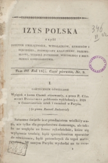 Izys Polska czyli Dziennik umiejętności, wynalazków, kunsztów i rękodzieł, poświęcony krajowemu przemysłowi, tudzież potrzebie wieyskiego i mieyskiego gospodarstwa. T.3, część 1, nr 9 (1827/1828) + dod.
