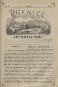 Wieniec : dwutygodnik literacki. R.1, T.1, nr 15 (sierpień 1862)