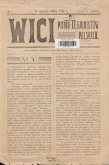 Wici : pismo Legjonistów Polskich. 1914, № 1 (18 października)