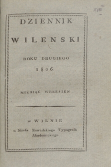 Dziennik Wileński. R.2, [T.6], [N. 18] (wrzesień 1806)