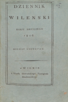 Dziennik Wileński. R.2, [T.7], [N. 20] (listopad 1806)