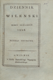 Dziennik Wileński. R.2, [T.7], [N. 21] (grudzień 1806) + wkładka
