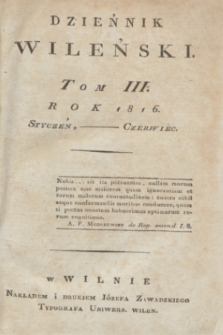 Dziennik Wileński. T.3, Materye tomu III (1816)