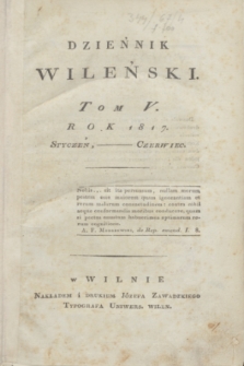 Dziennik Wileński. T.5, Materye tomu V (1817)