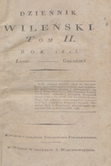 Dziennik Wileński. T.2, Materye tomu II (1818)