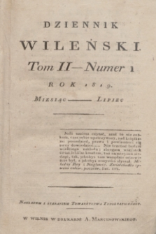 Dziennik Wileński. T.2, nr 1 (lipiec 1819) + wkładka