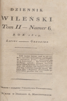Dziennik Wileński. T.2, nr 6 (grudzień 1819) + wkładka