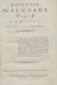 Dziennik Wileński. T.1, Materye tomu I (1819)