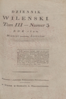 Dziennik Wileński. T.3, N. 3 (listopad 1820)
