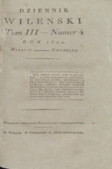 Dziennik Wileński. T.3, N. 4 (grudzień 1820) + wkładka