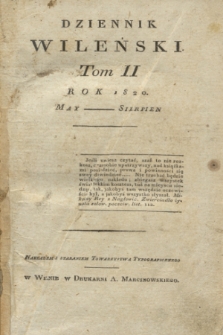Dziennik Wileński. T.2, Materye Tomu IIgo (1820)