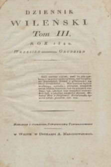 Dziennik Wileński. T.3, Materye Tomu IIIgo (1820)