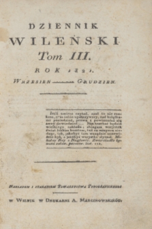 Dziennik Wileński. T.3, Materye Tomu IIIgo (1821)