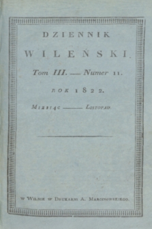 Dziennik Wileński. T.3, N. 11 (listopad 1822) + wkładka