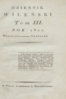 Dziennik Wileński. T.3, Materye Tomu Trzeciego (1822)