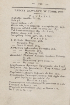 Dziennik Wileński. Literatura Nadobna. T.2, Rzeczy zawarte w tomie drugim (1827)