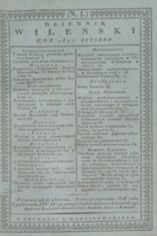 Dziennik Wileński. Literatura Nadobna. T.2, N. 1 (styczeń 1827)