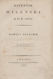Dziennik Wileński. Nowiny Naukowe. T.5, [N. 1] (styczeń 1830)