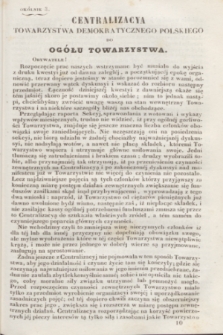 Centralizacya Towarzystwa Demokratycznego Polskiego do Ogółu Towarzystwa. 1841, okólnik 3 (14 sierpnia)