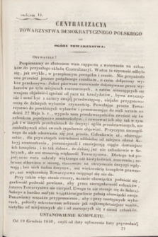Centralizacya Towarzystwa Demokratycznego Polskiego do Ogółu Towarzystwa. 1842, okólnik 11 (26 kwietnia)