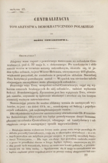 Centralizacya Towarzystwa Demokratycznego Polskiego do Ogółu Towarzystwa. 1842, okólnik 12 (2 czerwca)