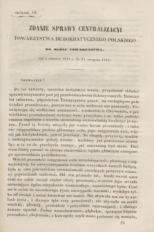 Zdanie sprawy Centralizacyi Towarzystwa Demokratycznego Polskiego. 1842, okólnik 16 (24 sierpnia)