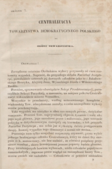 Okólniki Towarzystwa Demokratycznego Polskiego. 1842/1843, okólnik 7 + dod.