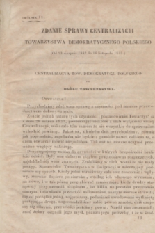 Okólniki Towarzystwa Demokratycznego Polskiego. 1842/1843, okólnik 11 (23 sierpnia 1842/16 listopada 1843)