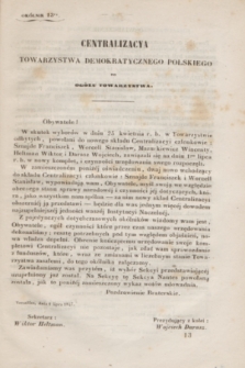 Okólniki Towarzystwa Demokratycznego Polskiego. 1846/1847, okólnik 13 () + dod.
