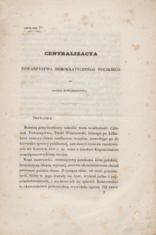 Centralizacya Ogółu Demokratycznego Polskiego do Ogółu Towarzystwa. 1847/1848, okólnik 2 (16 sierpnia 1847)