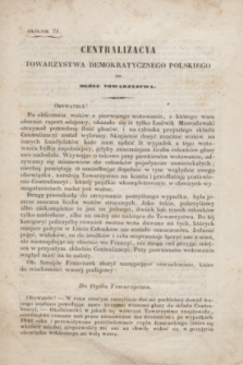 Centralizacya Ogółu Demokratycznego Polskiego do Ogółu Towarzystwa. 1847/1848, okólnik 21 (23 września 1848)