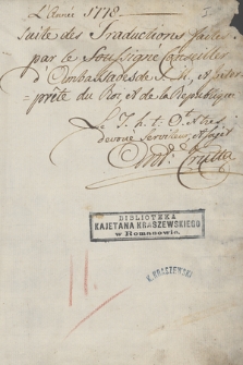 Kopiarz Antoniego Crutty tłumacza orientalnego Rzeczypospolitej. T. 2, „Suite des traductions faites par […] Ant. Crutta. L’anne 1778-1791”