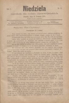 Niedziela : tygodnik dla rodzin chrześcijańskich. R.1, nr 11 (13 grudnia 1874)