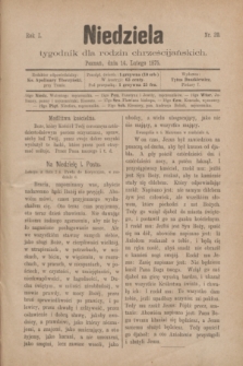 Niedziela : tygodnik dla rodzin chrześcijańskich. R.1, nr 20 (14 lutego 1875)