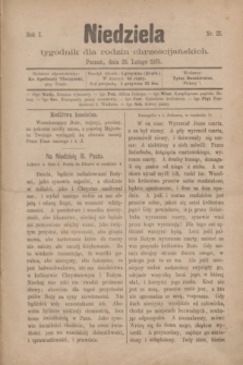 Niedziela : tygodnik dla rodzin chrześcijańskich. R.1, nr 22 (28 lutego 1875)