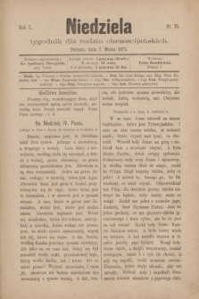 Niedziela : tygodnik dla rodzin chrześcijańskich. R.1, nr 23 (7 marca 1875)
