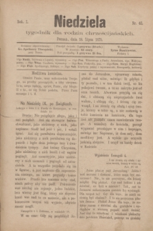 Niedziela : tygodnik dla rodzin chrześcijańskich. R.1, nr 42 (18 lipca 1875)