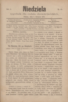 Niedziela : tygodnik dla rodzin chrześcijańskich. R.1, nr 45 (8 sierpnia 1875)