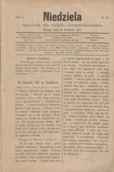 Niedziela : tygodnik dla rodzin chrześcijańskich. R.1, nr 52 (26 września 1875)