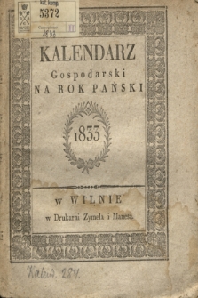 Kalendarz Gospodarski na Rok Pański 1833