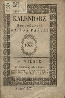 Kalendarz Gospodarski na Rok Pański 1835 = Měsâcoslov Hozâjstvennyj na 1835 God