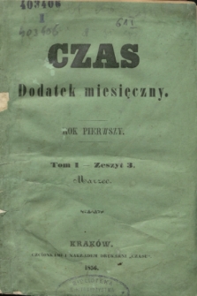 Czas Dodatek Miesięczny. R.1, T.1, z. 3 (marzec 1856)