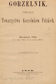 Gorzelnik : organ Towarzystwa Gorzelników Polskich we Lwowie. R. 7, 1893, spis rzeczy