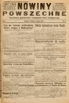 Nowiny Powszechne : niezawisłe bezpartyjne tygodniowe pismo informacyjne. 1921, nr 4