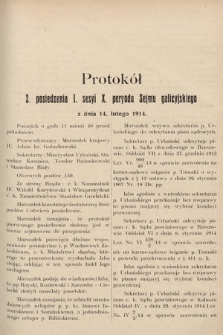 [Kadencja X, sesja I, pos. 2] Protokoły z I. sesji X. peryodu Sejmu krajowego Królestwa Galicyi i Lodomeryi wraz z Wielkiem Księstwem Krakowskiem w latach 1913 i 1914. Posiedzenie 2