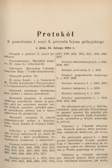 [Kadencja X, sesja I, pos. 9] Protokoły z I. sesji X. peryodu Sejmu krajowego Królestwa Galicyi i Lodomeryi wraz z Wielkiem Księstwem Krakowskiem w latach 1913 i 1914. Posiedzenie 9