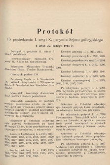 [Kadencja X, sesja I, pos. 10] Protokoły z I. sesji X. peryodu Sejmu krajowego Królestwa Galicyi i Lodomeryi wraz z Wielkiem Księstwem Krakowskiem w latach 1913 i 1914. Posiedzenie 10